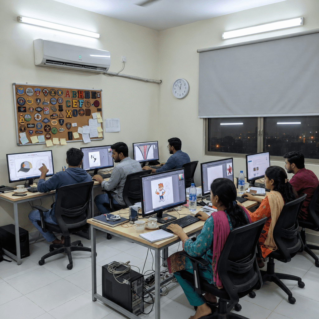 XcellentPlus digitizing and vector design team at work in the studio
